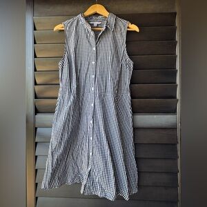 Pop sugar Black White Gingham Sleeveless Shirt Dress 100% Cotton M